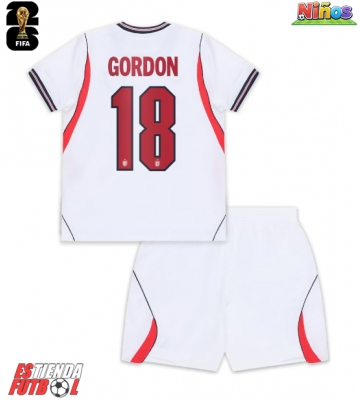 Inglaterra Anthony Gordon #18 Primera Equipación Niños Mundial 2026 Manga Corta (+ Pantalones cortos)